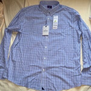 NWT UNTUCKit Men XL Blue Gingham Wrinkle Free Long Sleeve Button Down Shirt